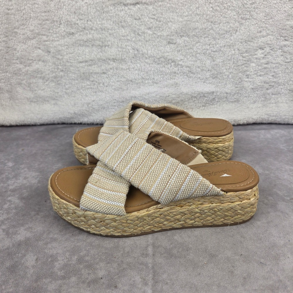 Universal Thread Womens Platform Espadrille Sandals Beige Striped Slide Size 9.5